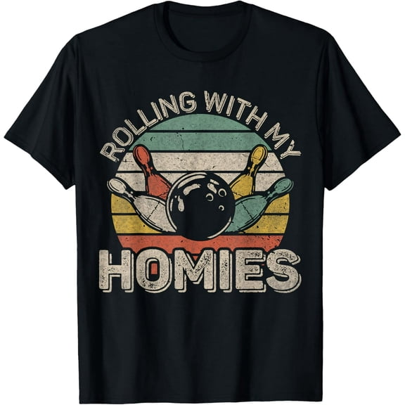 Men's Retro Vintage Bowling Rolling With My Homies T-Shirt