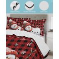 thumbnail image 3 of Quilt King Size Bedding Set, Christmas Scarf Snowman Reversible Summer Quilt 3 Pieces, Red Black Plaid Xmas Snowflake Lightweight Bedspreads Coverlets with 2 Pillow Shams for All Seasons, 3 of 5
