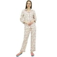 thumbnail image 2 of Bimba Off-White Printed Shirt With Elastic Waist Pajama Pant Night Wear Set-4, 2 of 5