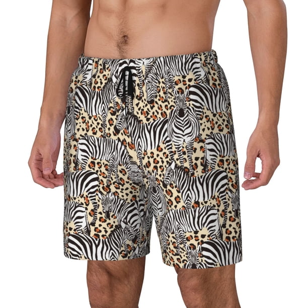 Fotbe Zebra Traje de Baño para Hombre – Shorts de Natación de Secado Rápido con Forro y Bolsillos-Small