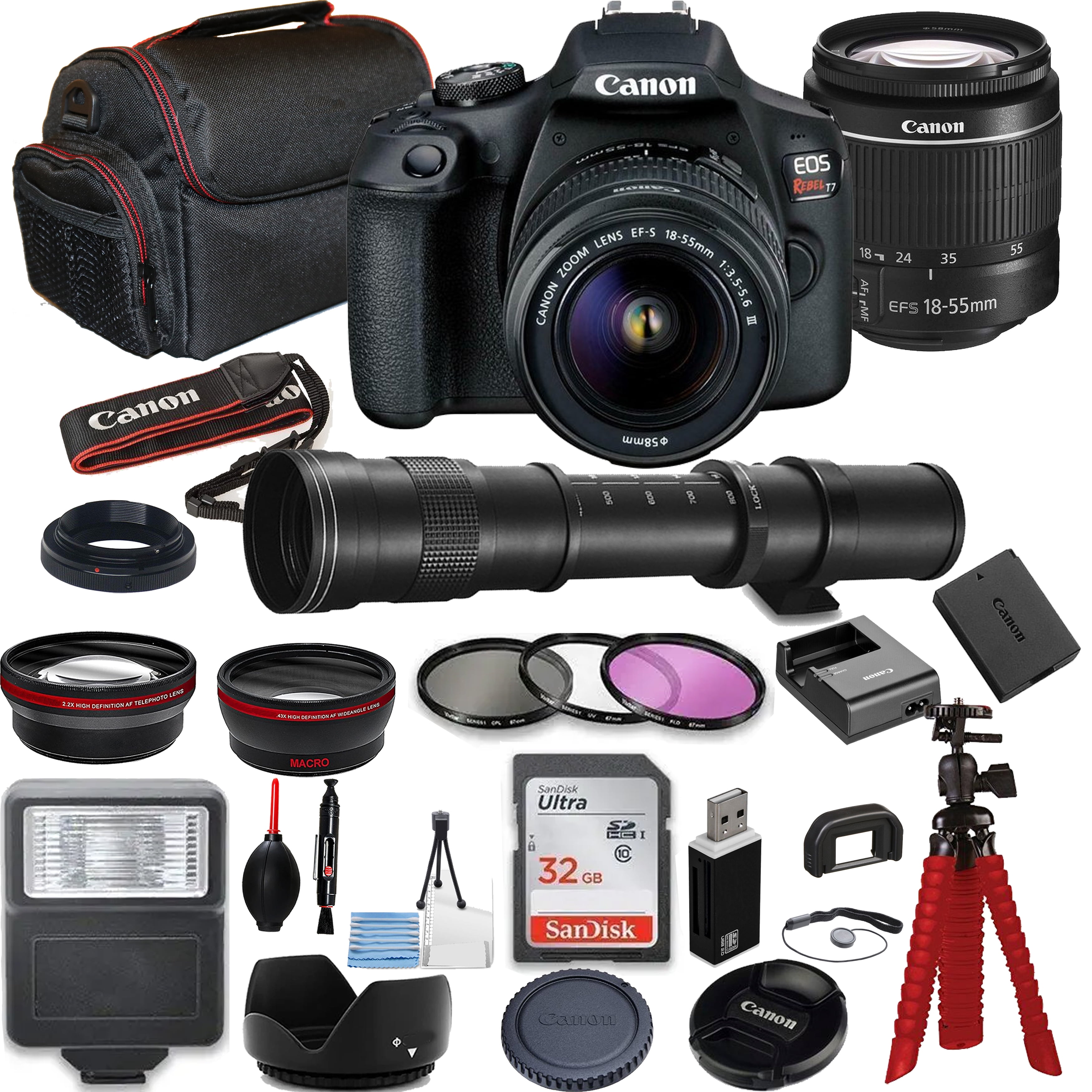 Canon EOS Rebel T7 DSLR Camera Bundle with Canon EFS 1855mm f/3.55.6