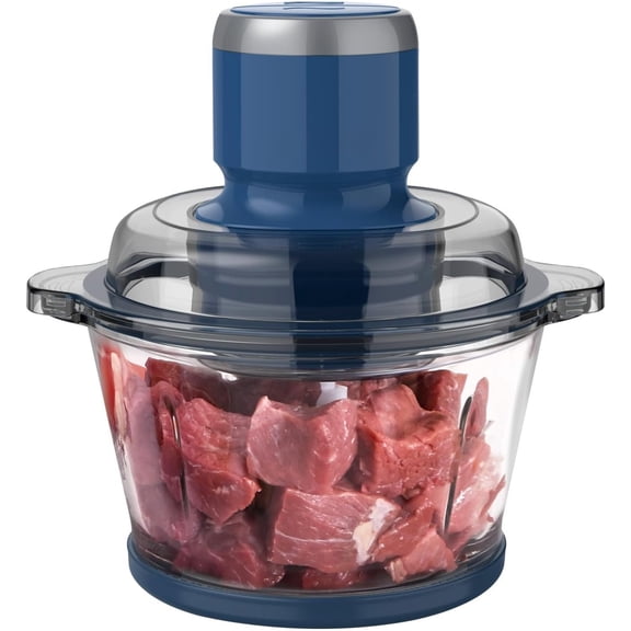Processor,Electric   with 7-Cup (1.7L) Gss Bowl, 4 Bi-Level Bdes for Chopping,Grinding,Mincing,Whisking,Meal Prep,300W,Blue
