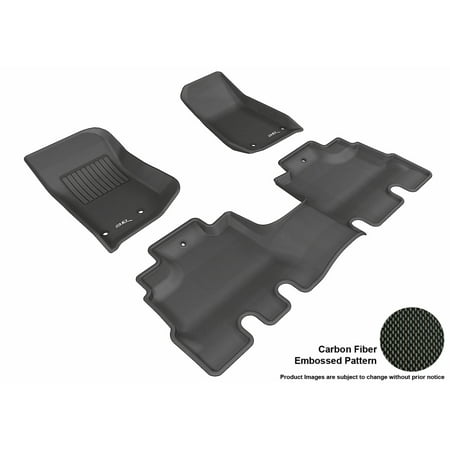 3D MAXpider 2014-2017 Jeep Wrangler Unlimited Front & Second Row Set All Weather Floor Liners in Black with Carbon Fiber