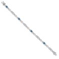 thumbnail image 3 of Gem Stone King 925 Sterling Silver Persian Blue Moissanite and Lab Grown Diamond Bracelet for Women | 3.81 Cttw | Gemstone Birthstone | Oval 6X4MM | Length 7.25 inches, 3 of 6