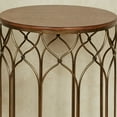 thumbnail image 4 of Alco Wooden & Metal Openwork Functional Nesting Tables Bronze Walnut Set of Two 24”H & 28”H Set of 2, 4 of 5