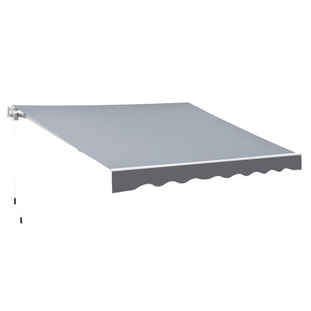 Outsunny 8' x 7' Retractable Awning, Patio Awnings, Sunshade Shelter with 280 g/m² UV & Water-Resistant Fabric and Aluminum Frame for Deck, Balcony, Yard, Grey