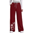thumbnail image 1 of Pantalones de yoga estampados con cordón de pierna ancha y cintura elástica alta informal para mujer Pompotops ulkah938628, 1 of 5