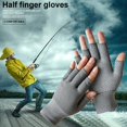 thumbnail image 3 of Guantes de pesca antideslizantes de medio dedo para bicicleta al aire libre sin dedos (gris), 3 of 6
