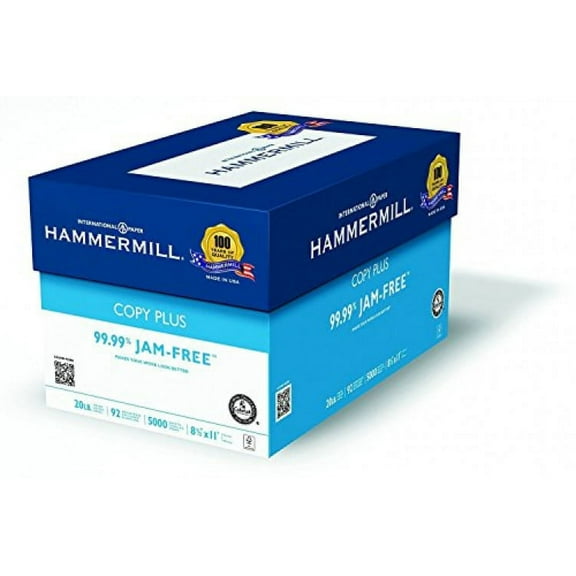 Hammermill Paper, Copy Plus, 20lb, 8.5 x 11, Letter, 92 Bright, 5,000 Sheets / Case (105007), Made in the USA (5000 Sheets (3))