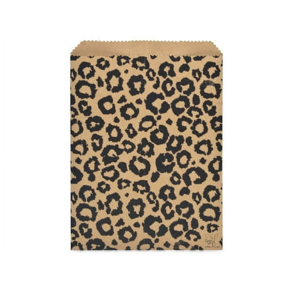 100 Pack, Leopard Kraft Paper Merchandise Bags 8.5x11" for Food Packaging, Made in USA