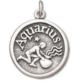 thumbnail image 1 of Sterling Silver 18" .8mm Aquarius Water Bearer Friendly Zodiac Horoscope Symbol Pendant Necklace, 1 of 2