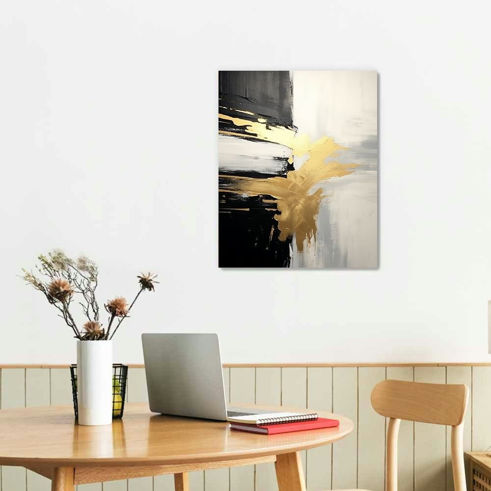 JEUXUS Black and Gold Abstract Canvas Wall Art Grey and Gold Artwork Gold Canvas Picture for Living Room Grey and Gold Abstract Wall Art Black White Gold Abstract Picturegrey Abstract Painting
