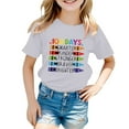thumbnail image 1 of T-shirts Filles Retour à l'École Imprimé Col Rond Manches Courtes Décontractées Hauts Filles Gris Clair 4-5 Ans, 1 of 4