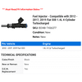 thumbnail image 2 of Fuel Injector - Compatible with 2012 - 2017, 2019 Fiat 500 1.4L 4-Cylinder Turbocharged 2013 2014 2015 2016, 2 of 2