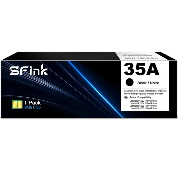 35A (Black 1-Pack) Toner Cartridges Compatible for HP35A CB435A for LaserJet P1002 P1003 P1004 P1005 P1006 P1007 P1008 P1009 Printer
