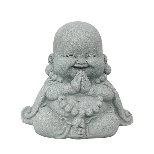 Zen Buddha Statue Small Stone Meditation for Home Garden Feng Shui Desktop Ornament