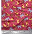 thumbnail image 1 of Soimoi Pink Cotton Voile Fabric Lion,Giraffe & Elephant Kids Print Fabric by The Yard 42 Inch Wide, 1 of 1