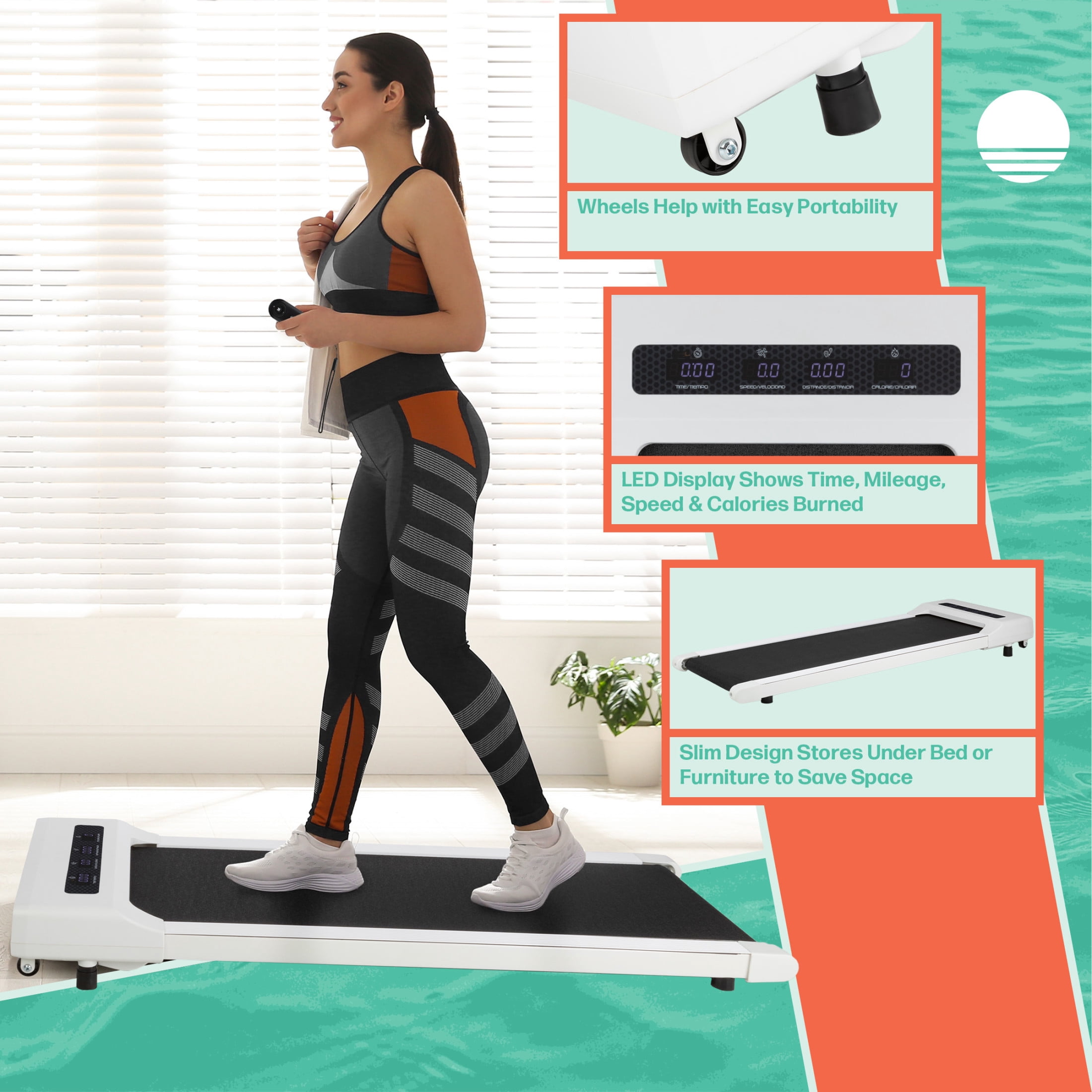 RAD Sportz Walking Pad - Portable Under Desk Treadmill, White
