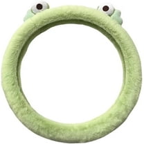 15 Inch Plush Frog Steering Wheel Cover in Green, Fluffy and Soft Leather Steering Wheel Cover for Women, Universal Fit for All Car Models, Perfect Accessory for Your Vehicle