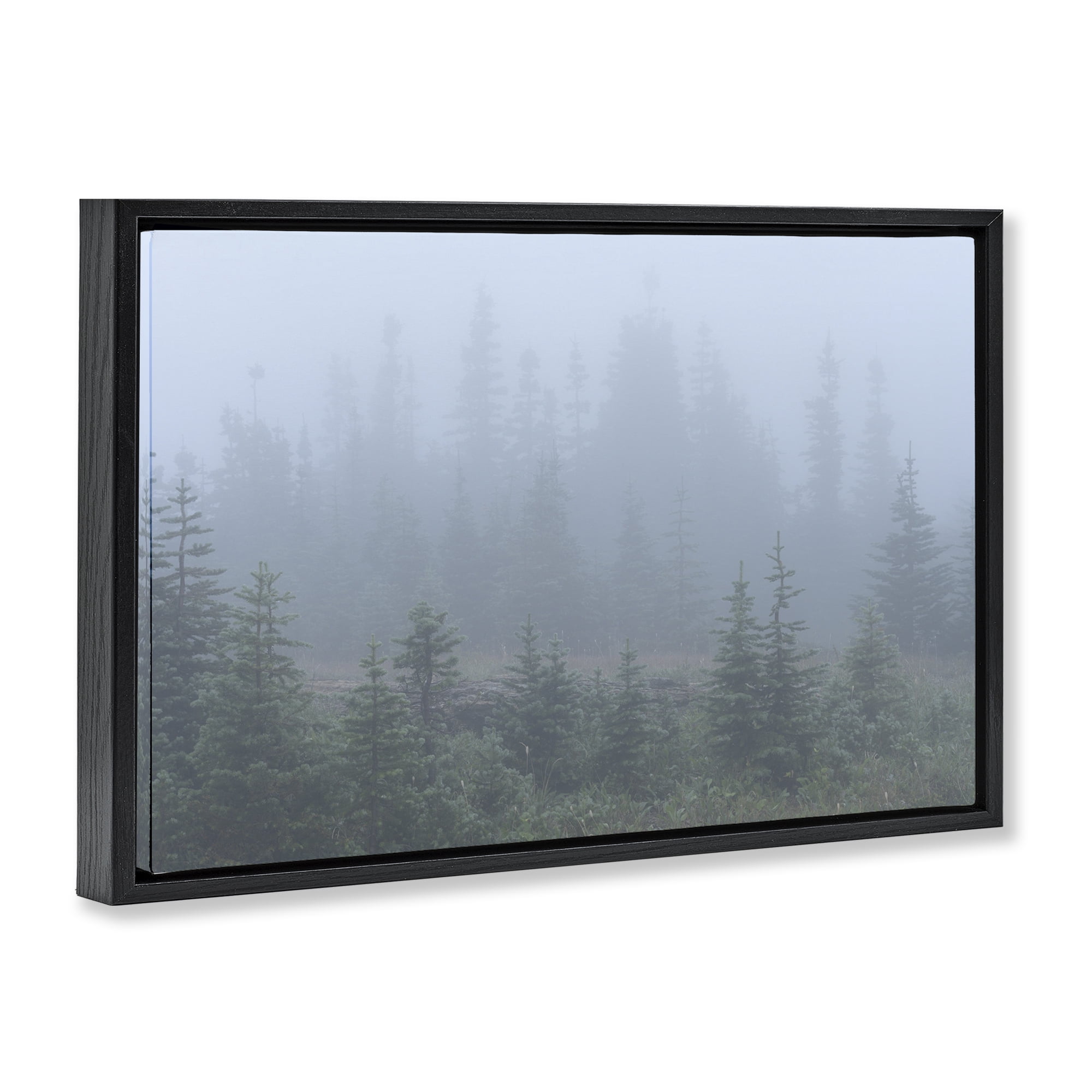 Stupell Industries Foggy Forest Trees Landscape Photography Black Floater Framed Art Print Wall Art, 25 x 17