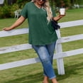 thumbnail image 6 of Women's Plus Size V Neck T Shirts Short Sleeve Tops Casual Summer Tshirts Loose Fit Tees Dark Green 2XL, 6 of 6