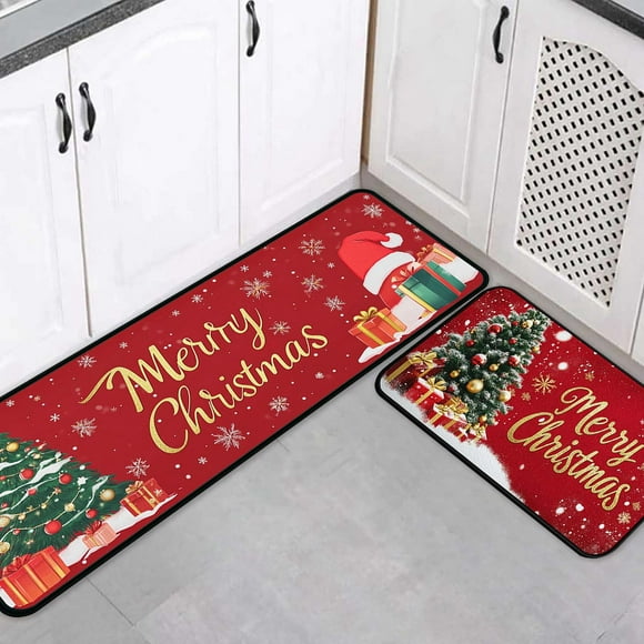 Binwennn Christmas Kitchen Carpet And Mat Set 2 Pieces Of Kitchen Home Winter Floor Mat Floor Decoration Cashew Throw Blanket Oversized Throw Blanket Throw Blankets for Bedroom Sparkly Throw Blanket