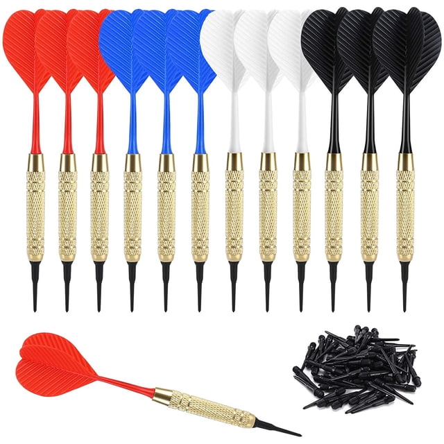 12 Pcs 18g Plastic Soft Tip Darts Set 100 Black 2BA Replacement Tips Electronic Dartboard