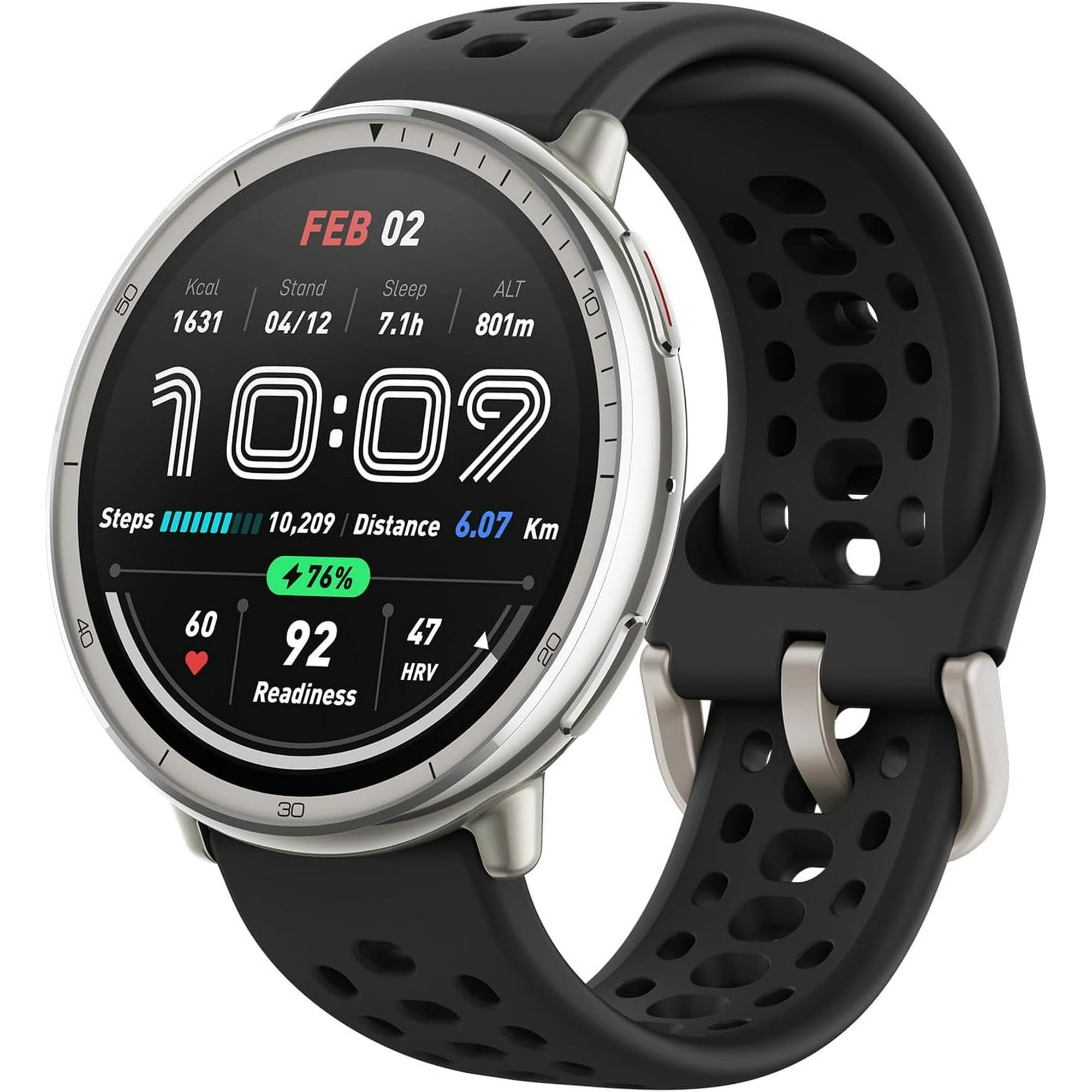 Amazfit Active 2 Smart Watch 44mm, GPS Maps with Direction, Fitness Tracker, 10 Day Battery, Sleep Monitor, 160+ Sport Modes, Water Resistant, for Android & Apple iPhone, Black Silicone