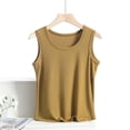 thumbnail image 2 of HVOBTTY Women's Summer Plus Size Fashion Solid Color Sleeveless Round Neck Slim Soft Lightweight Versatile Daily Basic Comfy Beach Tank Top Yellow, XXL, 2 of 5