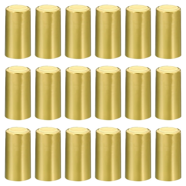 Unique Bargains Bouchon Rétractable en PVC avec Languette pour Bouteille de Vin, 120 Pcs 30x60mm Couverture Rétractable Ton Or