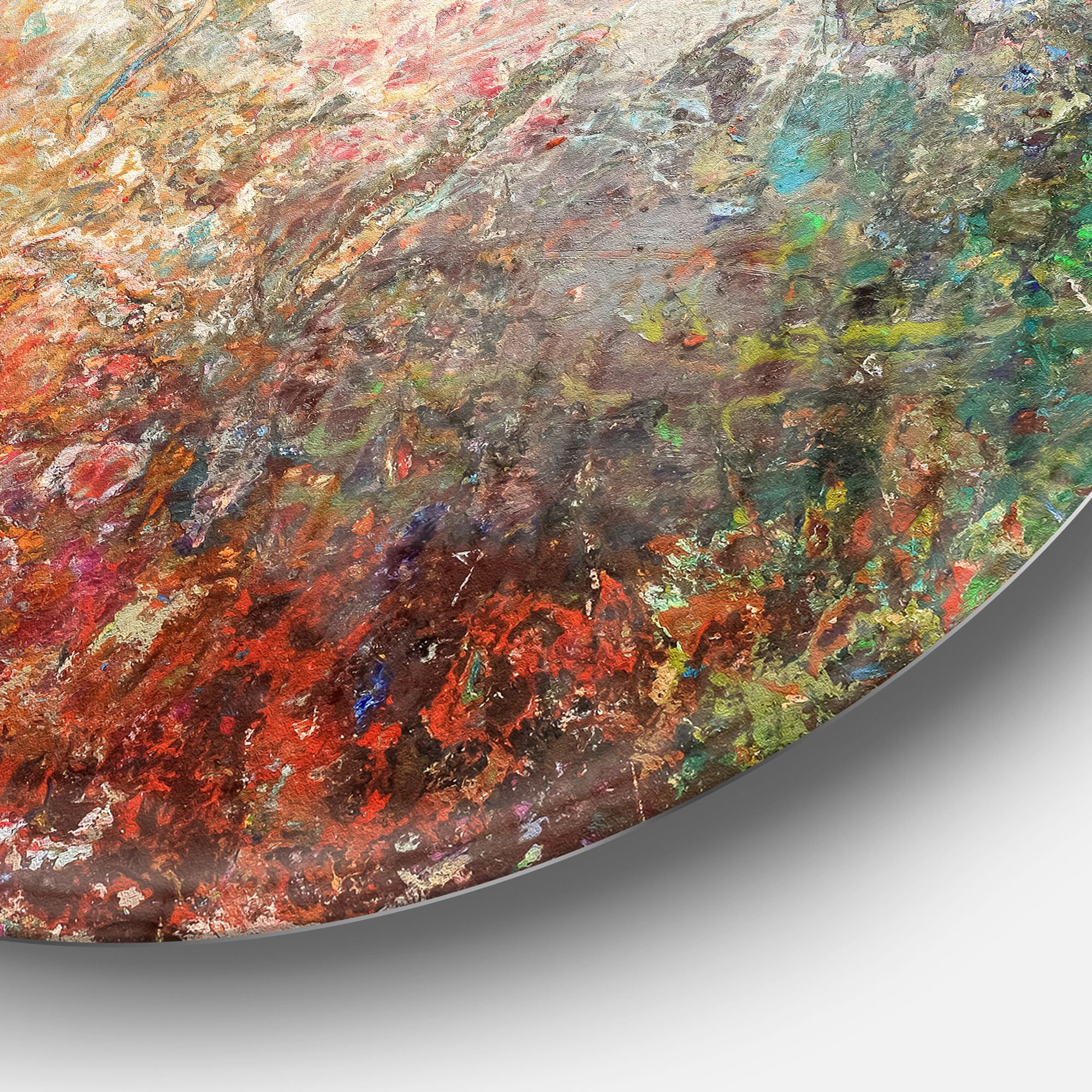 Designart 'Board Stained Abstract Art' Disc Abstract Circle Metal Wall Art