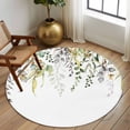 thumbnail image 3 of Round Area Rug 7 Ft, Eucalyptus Leaves Washable Non-Slip Circle Carpet for Living Room/Bedroom, Summer Botanical Green Watercolor Low-Profile Large Runner Mat Collection Rugs for Indoor, 3 of 7
