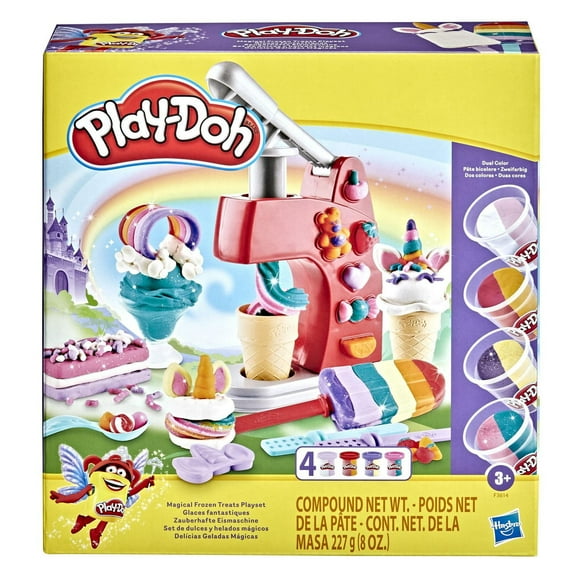 Play-Doh Magical Frozen Treats Playset for Kids 3 Years and Up with 14 Tools and 4 Dual-Color Cans Including 2 Sparkle, Non-Toxic, 3 years and up
