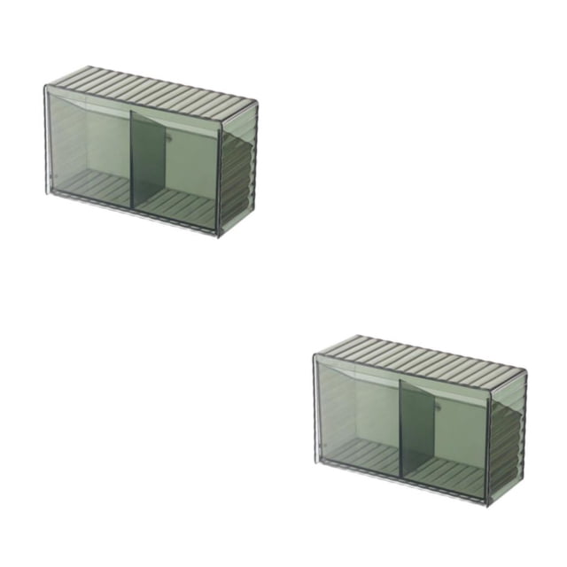 Caja de Almacenamiento Inteprter Impermeable Montada en la Pared Verde Negruzco 17.3*10.3*6.6 cm 2Conjunto