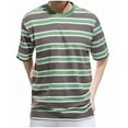 thumbnail image 1 of Tops para hombre, blusas y camisas de cuello redondo y manga corta para hombre, top casual de verano para hombre, top/camisa de cuello redondo y manga corta con solapa y estampado a rayas para hombre,, 1 of 3