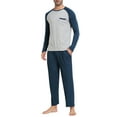 thumbnail image 4 of MoFiz Men's Bamboo Pajamas Set Long Sleeve Crew-Neck Top and Pants with Pockets Loungewear 2-Piece for Men, 4 of 7