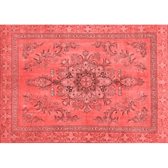 Ahgly Company Machine Washable Indoor Rectangle Abstract Red Modern Area Rugs, 2' x 4'