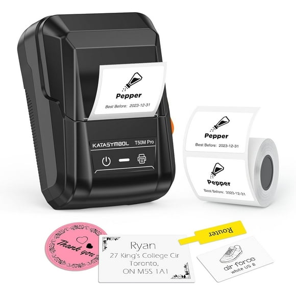 T50M Pro Bluetooth Label Maker Machine with Tape, Wide Waterproof Label, Versatile App with 40 Fonts and 450+ Icons, Inkless Labeler for Home, Kitchen, School, Office Organization