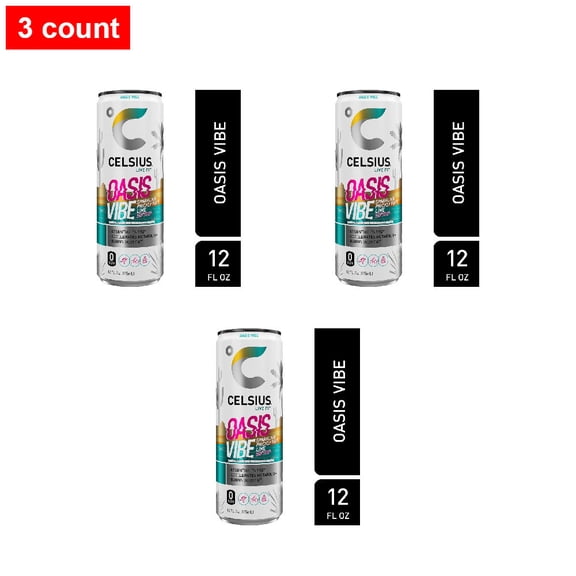 CELSIUS Sparkling Oasis Vibe Energy Drink Can 12 fl oz - 3 count