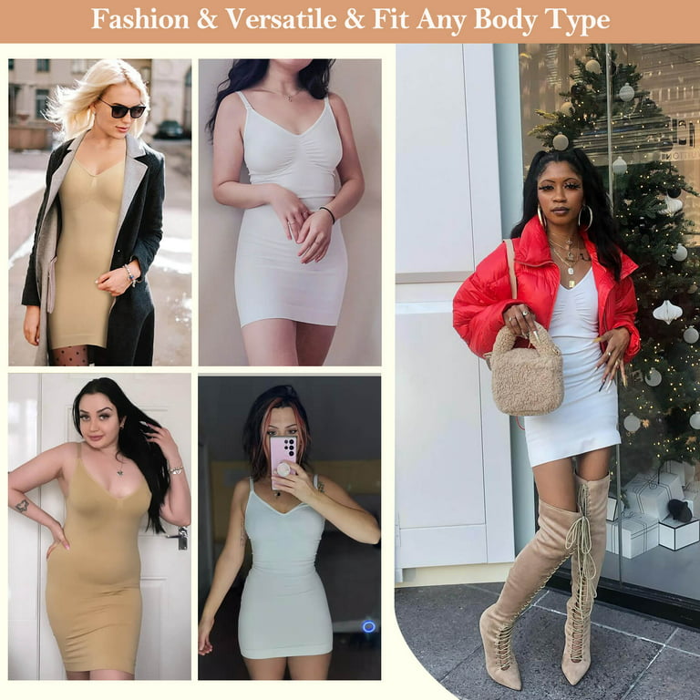 Women V Neck Full Slips Under Dresses Bodysuit Tummy Control Dress Shapewear  Seamless Body Shaper 