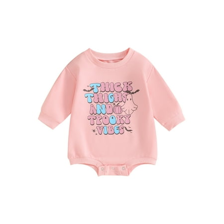 

Mioliknya Baby Halloween Sweatshirt Romper Cartoon Print Long Sleeve Bodysuit