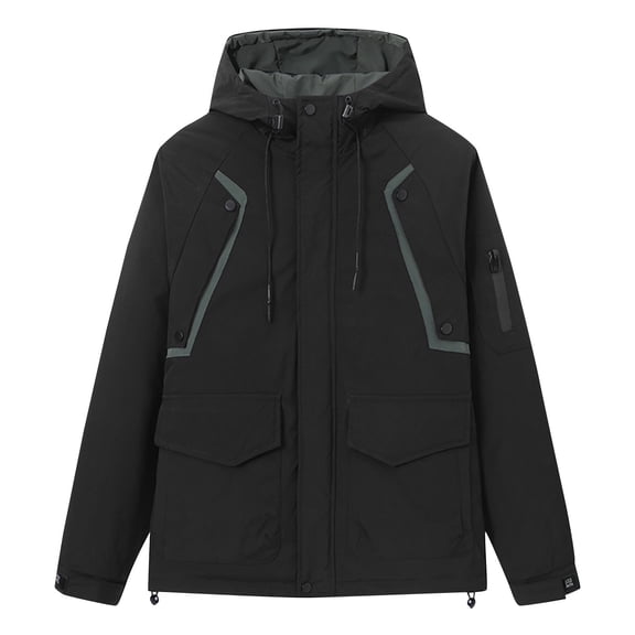 Maoxin Mens Jacket Men's Fashion Casual Outdoor Work Bag Thick Long-sleeved Hooded Casual Coat/jacket Jacket Plus Size Jacket for Men , Black , 3XL