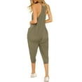 thumbnail image 6 of Women's Loose Sleeveless Jumpsuits Capris Spaghetti Strap Harem Capri Pants Casual Romper Overalls Summer Outfits (L, Army Green), 6 of 7