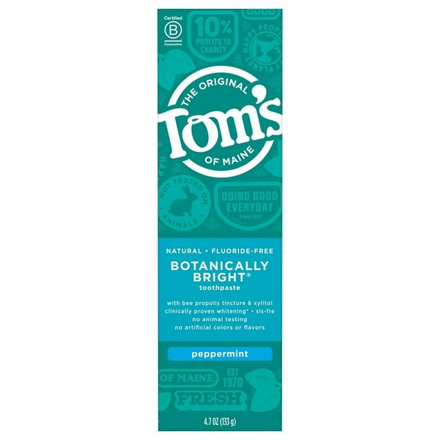 Tom's of Maine - Natural Fluoride-Free Botanically Bright Whitening Toothpaste Peppermint - 4.7 oz.