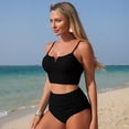 thumbnail image 2 of Women High Waisted Bikini Sets Ruched Tummy Control Swimsuits V-Wire Two Piece Bathing Suit 2026 Black M, 2 of 7