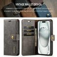thumbnail image 2 of for iPhone 16 Plus Case, PU Leather Detachable Vintage Wallet Flip Magnetic Clousure Drop Protective Slim Phone Case Cover for iPhone 16 Plus with Card Holder - Gray, 2 of 7