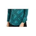 thumbnail image 3 of JM Collection Women's Printed Turtleneck Top Green Size Petite S, 3 of 3