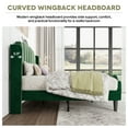 thumbnail image 5 of Einfach Queen Size Platform Bed Frame with Curved Velvet Wingback Headboard & USB Charging Station, Green, 5 of 8