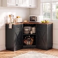 thumbnail image 6 of Homieasy L-Shaped Corner Cabinet, Kitchen Pantry Storage Cabinet with Built-In Outlets & 360° Lazy Susan, Farmhouse Coffee Bar Cabinet,Corner Pantry for Kitchen Dining Living Room,Black, 6 of 7