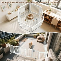 Lilypelle 30" Metal Dog Playpen , 2-in-1 6 Panels Portable Fence for Indoor & Outdoor Use,Dog Crate with wheels,White